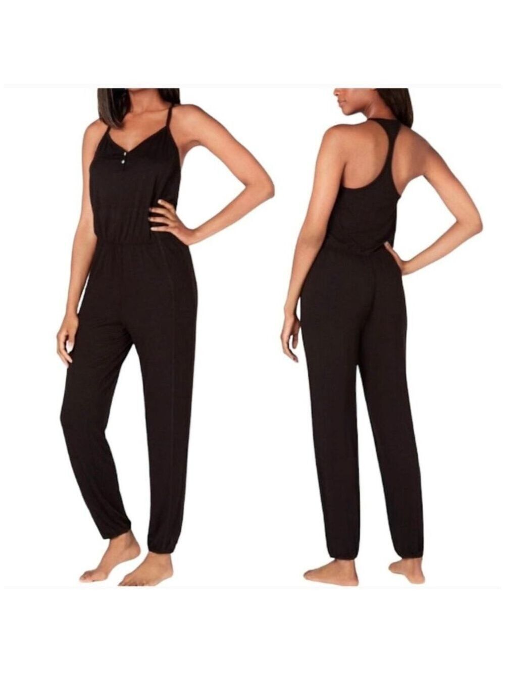 Alfani Intimates Black Pajama Jumpsuit Racerback Lounge Sleepwear L NWT